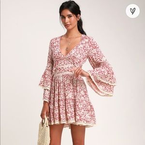 Free People Kristall Bell Sleeve Mini Dress NWT
